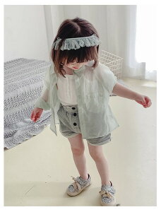 キッズ シアーシャツ 日焼け止め コート 白 夏用 アウトドア ベビー 薄手 男の子 女の子向け 涼感 透け感 日焼け対策 カジュアル アウター ホワイト グリーン 80 90 100 110 120 130 140 la006m5m5m3