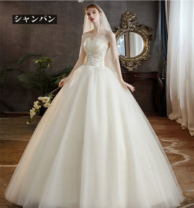 楽天市場】花嫁 ウェディングドレス Aライン チューブトップ ビスチェ  