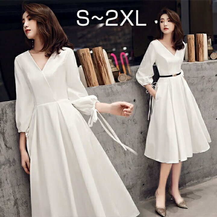 楽天市場】カクテルドレス ミディアムドレス パーティードレス 袖あり  