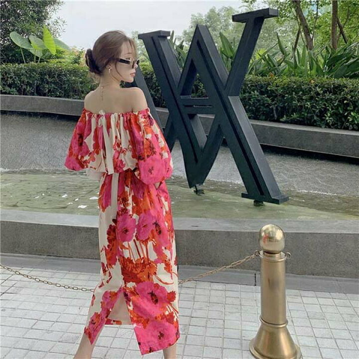 楽天市場】ワンピース 夏 マキシ丈 オフショル ロングワンピース 袖  