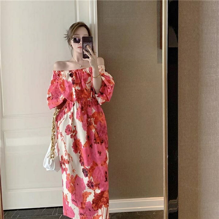 楽天市場】ワンピース 夏 マキシ丈 オフショル ロングワンピース 袖  