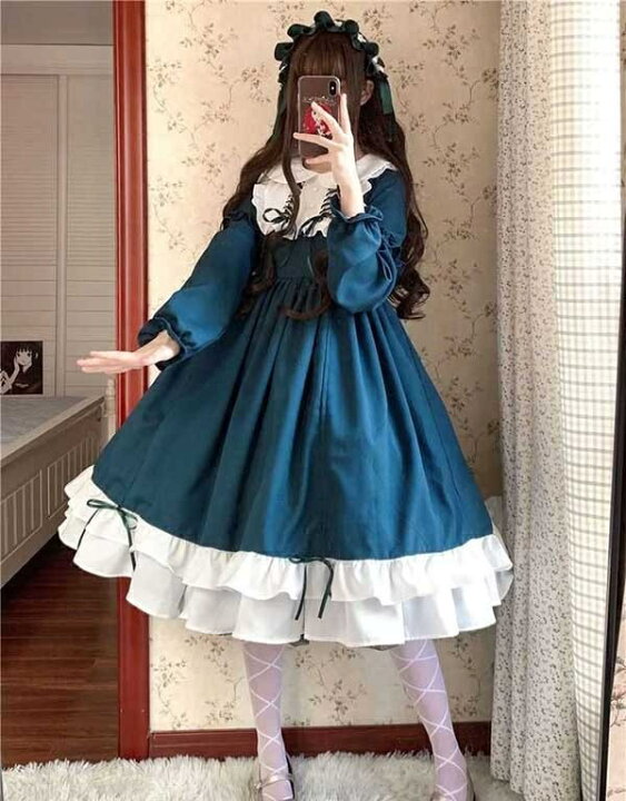 楽天市場】ロリータ ビッグカラー ワンピース クラロリ 単品 ゴスロリ 