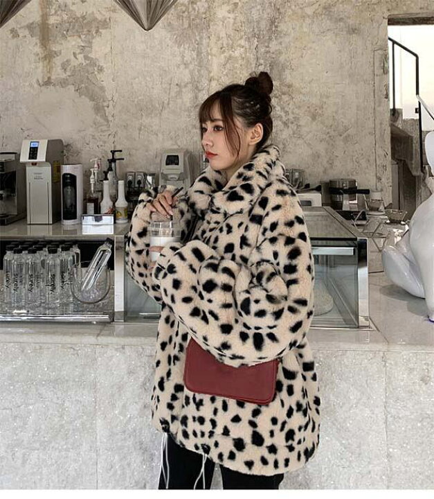 楽天市場】フェイクファー コート ボアブルゾン ボアパーカー ヒョウ柄 