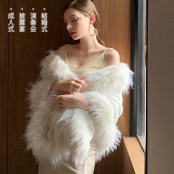 ファー ショール 白 レディース フォーマル 結婚式 パーティー ドレス 羽織り ボレロ ケープ 大判 ふわふ…