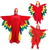 クリスマスハロウィン女の子コスプレ動物子供キッズオウムコスチュームぬいぐるみ仮装着ぐるみパーティー親子舞台衣装演出学園祭文化祭イベント前ファスナーオールインワンeb002x1x1l6