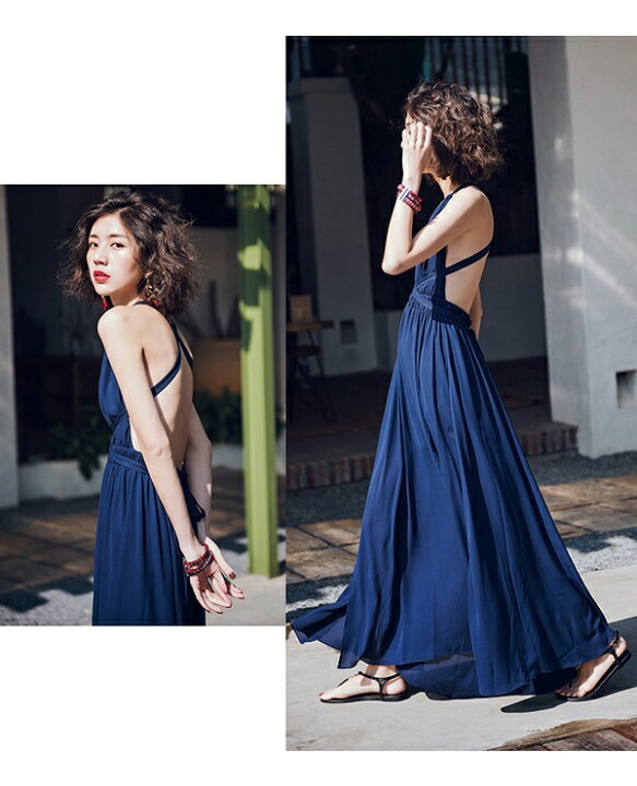 楽天市場】バックオープンワンピース 夏 オープンバック リゾート  