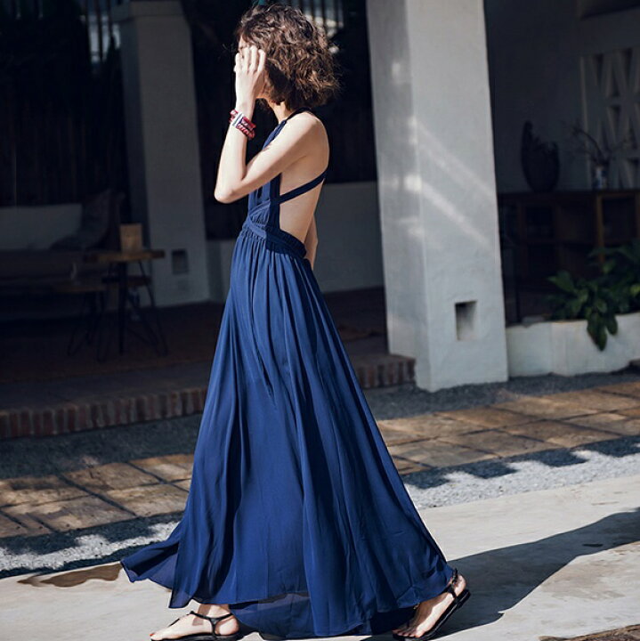 楽天市場】バックオープンワンピース 夏 オープンバック リゾート  