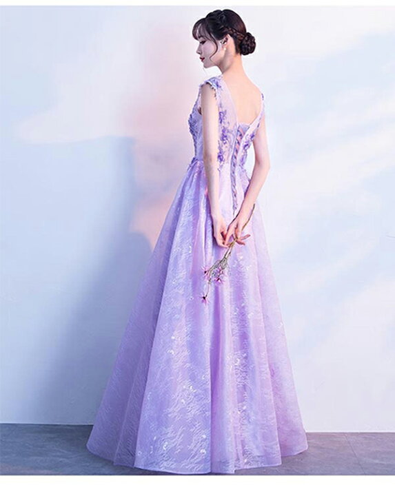 楽天市場】ロングドレス 演奏会 紫色 ドレス パーティードレス 大きい  