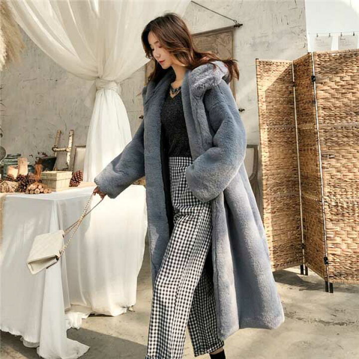 楽天市場】フェイクファー コート レディース ロングコート フード付き 