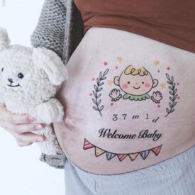 赤ちゃんガーランド シンプル マタニティシール マタニティペイントシール マタニティフォト ベリーペイント マタニティマーク マタニティキーホルダー マタニティロゼット 月齢カード 母子手帳 マタニティフォトシール