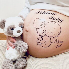 シンプル赤ちゃん2 シンプル マタニティシール マタニティペイントシール マタニティフォト ベリーペイント マタニティマーク マタニティキーホルダー 月齢カード 母子手帳 マタニティフォトシール