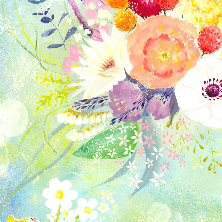 楽天市場 絵画 インテリア 絵 エール Mプラスサイズ 花束 風水 玄関に飾る絵画 風水 壁飾り 花 かすみ草 たんぽぽ アネモネ スターチス ナズナ ブーケ インテリアアート 妖精 壁掛け お店に飾る絵 癒される絵 花の絵 明るい 優しい アートポスター 元気が出る