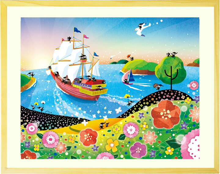 楽天市場 絵画 海 インテリア 輝きの朝 Sサイズ ポエム 風景画 風水 玄関に飾る絵 アートポスター 風景画 リビング 額絵 空 朝日 船 日の出 絵 風水 部屋 店舗 かわいい 元気が出る 明るい気持ち 笑顔 運気が上がる絵 グッズ 小さいサイズ お祝い 開店祝い 開業