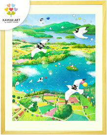 絵画 風景 ヨーロッパ 「Bon Voyage!( ボンボヤージュ)」 玄関 風景画 額付き 額入り インテリア 自然 鳥 猫 ネコ 湖 絵 大きい 小さい サイズ 空 風水 玄関 教会 猫好き 元気が出る絵 明るい アートポスター 誕生日プレゼント 女性 娘 開店祝い 開院 花以外 人気