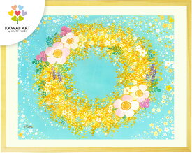【新作】 絵画 ミモザ リース 「つなぐ、つむぐ」 玄関 インテリア 風水 絵 花 黄色 玄関に飾る絵画 壁掛け アート アートポスター 玄関に飾る花 おしゃれ 水彩画 階段 壁 額付き 小さい 大きい サイズ きれいな絵 幸せ プレゼント 女性 贈り物 感謝 お礼の品 記念品 花の絵