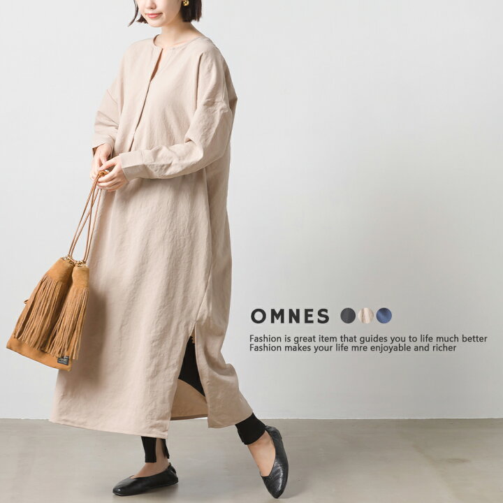 楽天市場 Omnes Another Edition 気流染め加工 スキッパーワンピース 長袖 半袖 レディース フリーサイズ カジュアル 無地 ロング丈 ロングワンピース Haptic ハプティック Haptic ハプティック