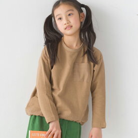 【ハプティックhbF】【OMNES】キッズ スラブコットン裾シャーリング長袖Tシャツ 子供服 子ども服 クルーネック 長袖 カジュアル ナチュラル 100 110 120 130 140 HAPTIC ハプティック