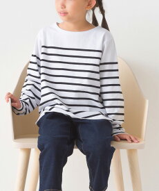 【ハプティックhbI】【OMNES】キッズパネルボーダーコットン長袖Tシャツ 子供服 子ども服 トップス カジュアル カットソー 80cm 90cm 100cm 110cm 120cm 130cm 140cm HAPTIC ハプティック