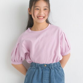 【ハプティックhbF】【OMNES】キッズ 超撥水加工 タックボリューム半袖Tシャツ 子ども服 子供服 女の子 kids クルーネック カットソー 100cm 110cm 120cm 130cm 140cm HAPTIC ハプティック