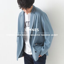 【ハプティックhbH】【OMNES Another Edition】メンズ ストレッチ梨地ダブルブレストテーラードジャケット Mサイズ Lサイズ mens カジュアル ダブルボタン HAPTIC ハプティック