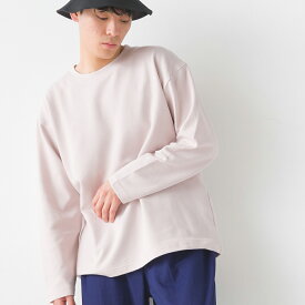 【OMNES】メンズリップルダブルフェイス長袖Tシャツ M L XL 3L カットソー クルーネック カジュアル トップス HAPTIC ハプティック オムクロ PURPLE LABEL オムネスパープルレーベル