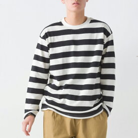 【OMNES】メンズ 10番単ボーダー長袖Tシャツ Mサイズ Lサイズ カットソー シンプル ボーダーTシャツ カジュアル トップス HAPTIC ハプティック オムクロ PURPLE LABEL オムネスパープルレーベル 送料無料