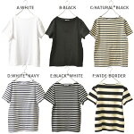 バスク生地ボートネックボーダー半袖Tシャツ【OMNES/オムネス】レディーストップスMサイズ/Sサイズバスクシャツヘビーウェイト半袖カットソーホワイトブラックナチュラル白黒モノトーン無地親子リンクコーデOK!HAPTICハプティック