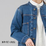 デニムGジャンレディースノーカラーアウター軽量カジュアル春【OMNES】デニムノーカラーGジャンHAPTICハプティック