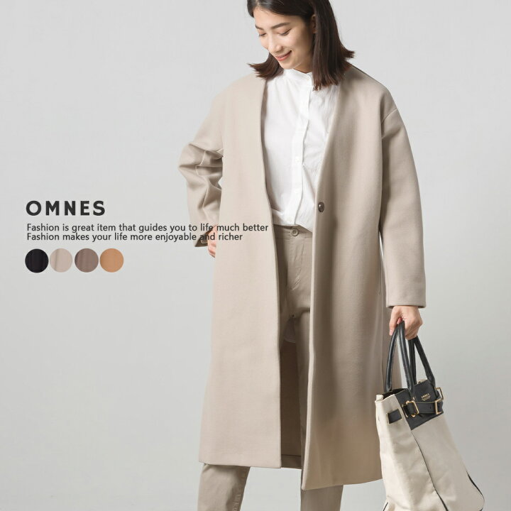 楽天市場 Omnes ストレッチメルトン ノーカラーコート レディース アウター ロングコート 長袖 カジュアル フリーサイズ ボタン Haptic ハプティック Haptic ハプティック