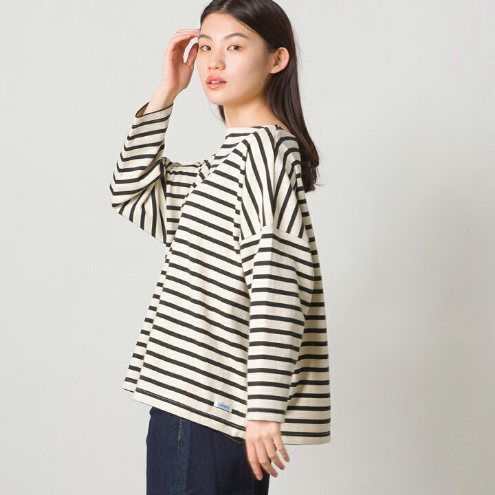 楽天市場 Omnes バスク生地 ボックスカットソー 長袖tシャツ ボーダー 無地 レディース Tシャツ バスクシャツ カジュアル フリーサイズ Haptic ハプティック Haptic ハプティック