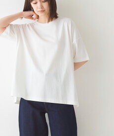 【ハプティックhbI】【OMNES】超撥水加工 ワイド半袖Tシャツ レディース フリーサイズ 五分袖 ドロップショルダー シンプル クルーネック シンプル カットソー 無地 HAPTIC ハプティック