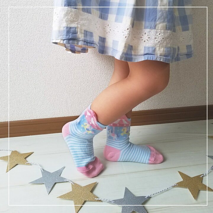 楽天市場 2足組 子供 女の子 靴下 13 18センチ 突起付き クルー丈 知育 くつシカstore