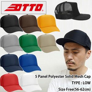 OTTO CAP/5Panel Solid Mesh Back Cap Type:Low Crown(�I�b�g�[�L���b�v/�\���b�h���b�V���L���b�v/���[�N���E��)�y���n/�X�q/�����Y/���f�B�[�X/�S���t/H0467/32-467/���E�N����/���/Polyester Foam Front Five Panel Pro