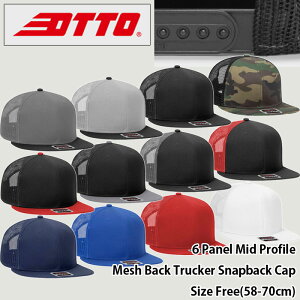 OTTO CAP/6 Panel Mid Profile Mesh Back Trucker Snapback Cap(�I�b�g�[�L���b�v/�R�b�g���t���b�g�o�C�U�[���b�V���L���b�v)�y���n/�X�q/�x�[�X�{�[���L���b�v/BASEBALL/�t���[�T�C�Y/FREE SIZE/�J���t���[�W��/