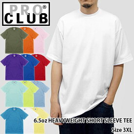 【メール便対応】【3XL(XXXL)サイズ】PRO CLUB/6.5oz Heavyweight Short SleeveT-Shirts（プロクラブ/6.5オンスヘビーウェイト半袖Tシャツ） 【Tee/ヒップホップ/HIPHOP/B系/ストリート/ファッション/蛍光カラー/ネオンカラー/激安】【39ショップ送料無料ライン対応】