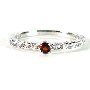 普通のエタニティには飽きたという女性に洗練デザインエタニティシリーズ。【 送料無料 】 誕生石1月 ガーネット × 18 キュービックジルコニア バースデーストーン ハーフエタニティ デザ