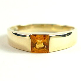 100年経っても使える、スタイリッシュゴールドリングシリーズ！ 【送料無料】 任意の3色 K10ゴールド プリンセスカット 天然シトリン スタイリッシュ ゴールド リング by 原宿ジュエリーオペラ