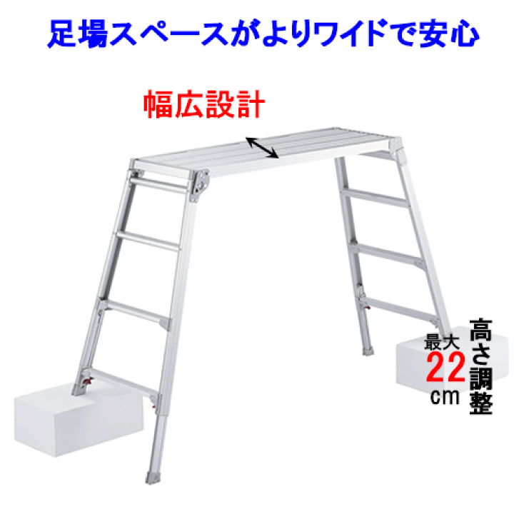 脚立　長さ調整可能　長谷川　DRSW-1200C 楽天市場】足場台 脚部伸縮 ワイドタイプ長谷川工業 DRSW-1200c台型 門