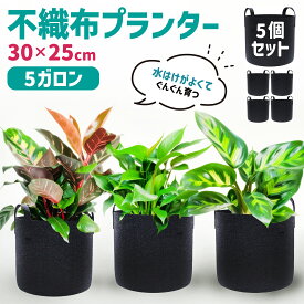 【ポイント5倍】 不織布 プランター 5ガロン 30×25cm 5枚入り プランター 布製 栽培袋 不織布プランター 家庭菜園 野菜 不織布ポット 10号 鉢カバー プランターカバー 植木鉢 布製プランター 不織布 ポット フェルトプランター 布鉢 家庭菜園 いちご ミニトマト 布鉢