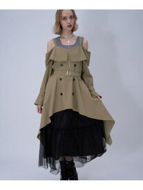 オフショルトレンチワンピース HARE ハレ ワンピース・ドレス ワンピース ブラック グレー ベージュ【送料無料】[Rakuten Fashion]