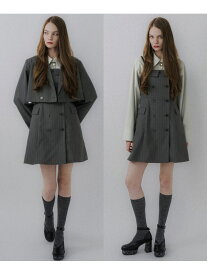 2Pストライプジャケット*ミニキャミワンピース HARE ハレ ワンピース・ドレス チュニック グレー ブラック【先行予約】*【送料無料】[Rakuten Fashion]