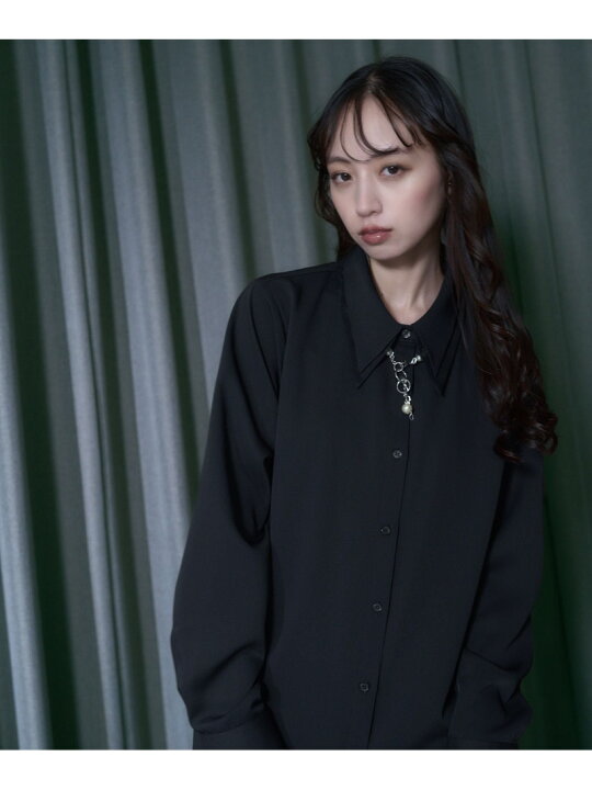 美品】HARE ソデレイヤープリーツシャツ ブラック ブラウス Ladies 