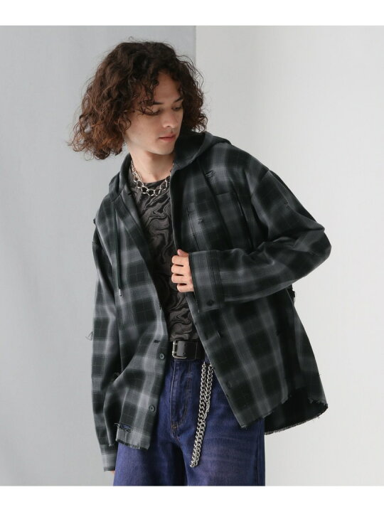 楽天市場】【SALE／70%OFF】ダメージチェックシャツパーカー HARE ハレ 