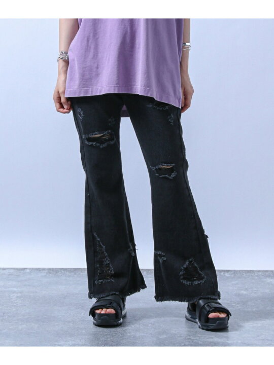 楽天市場】【SALE／50%OFF】(W)クラッシュフレアデニムP HARE ハレ 
