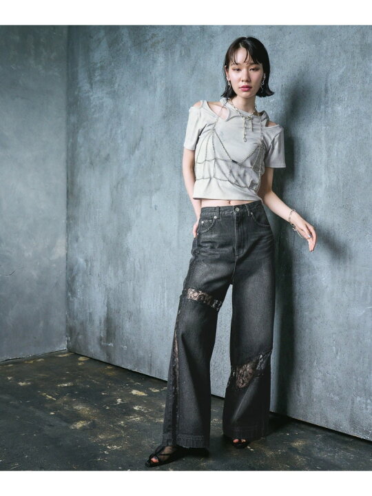 楽天市場】レースキリカエデニムパンツ HARE ハレ パンツ ジーンズ  