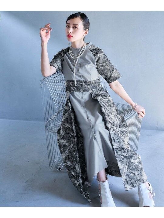 楽天市場】【SALE／21%OFF】ジャガードキリカエスタンドエリワンピース 