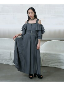 オフショルZIPプリーツワンピース HARE ハレ ワンピース・ドレス ワンピース ベージュ ブラック ブルー【先行予約】*【送料無料】[Rakuten Fashion]