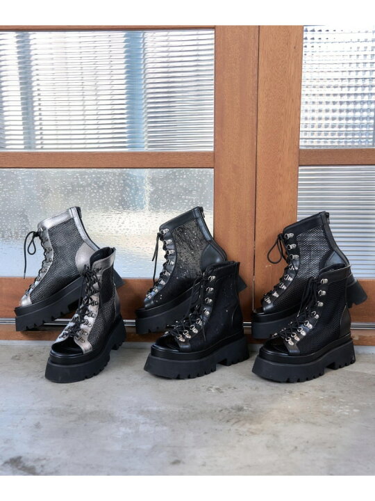 美品！HARE メッシュ レースアップ ブーサン Lサイズ ブラック 