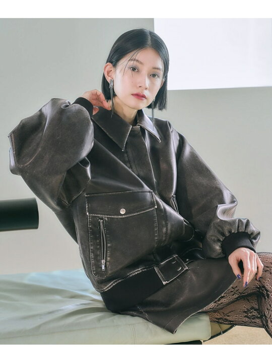 楽天市場】【SALE／16%OFF】フェイクレザーステンミドルブルゾン HARE 