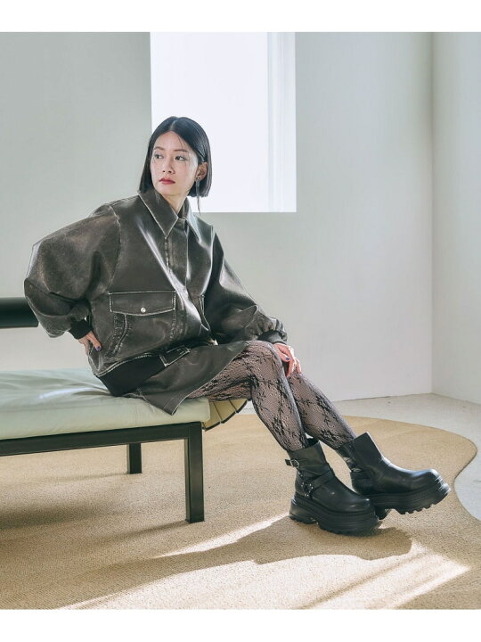 楽天市場】【SALE／16%OFF】フェイクレザーステンミドルブルゾン HARE 